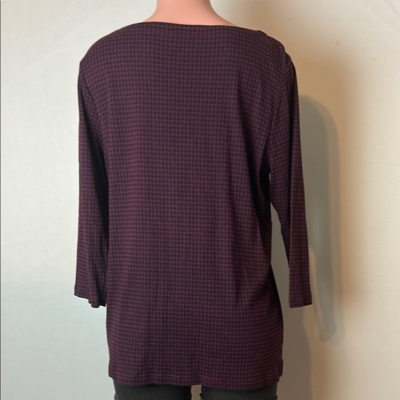 Chico's Women’s T- Shirt Plaid 100%Cotton 3/4 Sleeves Size 3(XL) - Picture 5 of 8